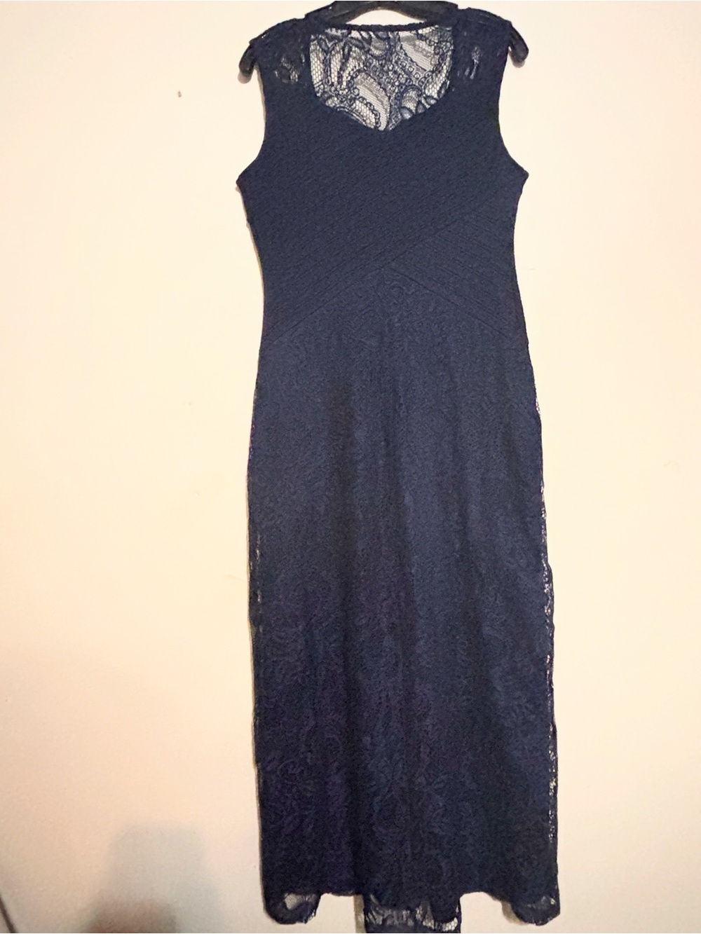 Lace Overlay Maxi Dress - Navy